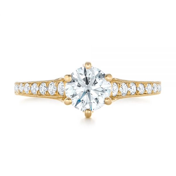 18k Yellow Gold 18k Yellow Gold Custom Diamond Engagement Ring - Top View -  102380