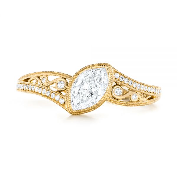 18k Yellow Gold 18k Yellow Gold Custom Diamond Engagement Ring - Top View -  102869