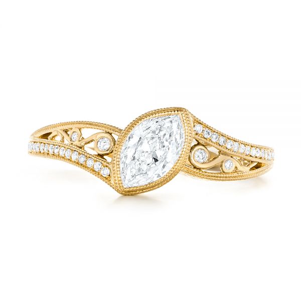 14k Yellow Gold 14k Yellow Gold Custom Diamond Engagement Ring - Top View - 102869