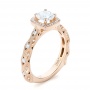 14k Rose Gold Custom Diamond Halo Engagement Ring - Three-Quarter View -  103596 - Thumbnail