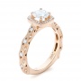 18k Rose Gold 18k Rose Gold Custom Diamond Halo Engagement Ring - Three-Quarter View -  103596 - Thumbnail