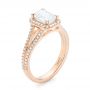 14k Rose Gold Custom Diamond Halo Engagement Ring - Three-Quarter View -  102875 - Thumbnail