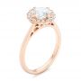 14k Rose Gold Custom Diamond Halo Engagement Ring - Three-Quarter View -  102957 - Thumbnail