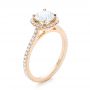 18k Rose Gold Custom Diamond Halo Engagement Ring - Three-Quarter View -  103453 - Thumbnail