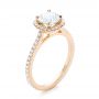 18k Rose Gold Custom Diamond Halo Engagement Ring - Three-Quarter View -  103453 - Thumbnail