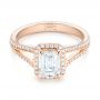 14k Rose Gold Custom Diamond Halo Engagement Ring - Flat View -  102875 - Thumbnail