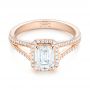 18k Rose Gold 18k Rose Gold Custom Diamond Halo Engagement Ring - Flat View -  102875 - Thumbnail