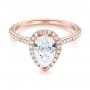 14k Rose Gold Custom Diamond Halo Engagement Ring - Flat View -  104264 - Thumbnail