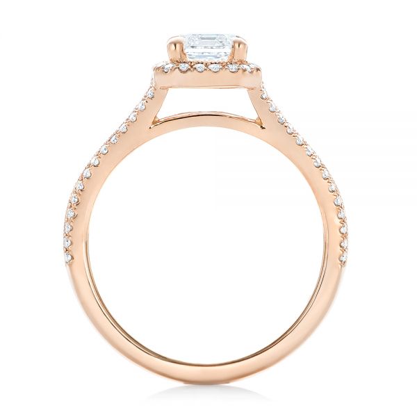 14k Rose Gold Custom Diamond Halo Engagement Ring - Front View - 102875
