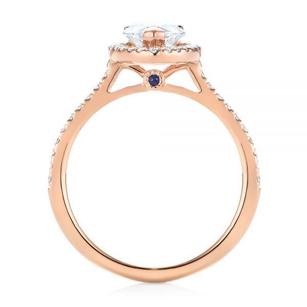 14k Rose Gold Custom Diamond Halo Engagement Ring - Front View - 104264