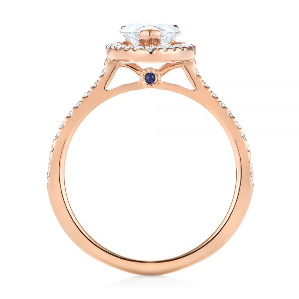 18k Rose Gold 18k Rose Gold Custom Diamond Halo Engagement Ring - Front View -  104264