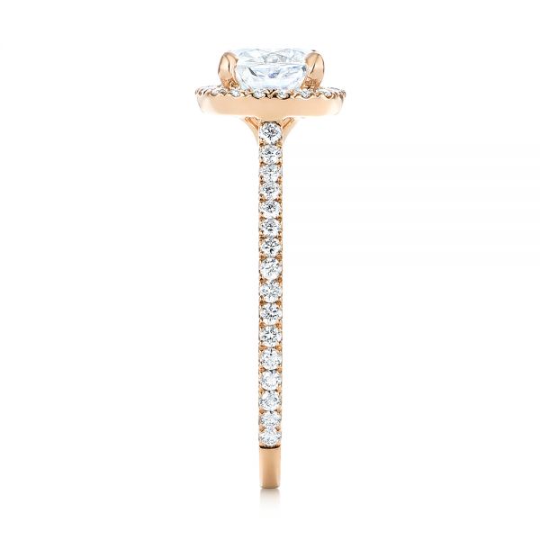 18k Rose Gold Custom Diamond Halo Engagement Ring - Side View -  103453