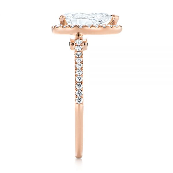 18k Rose Gold 18k Rose Gold Custom Diamond Halo Engagement Ring - Side View -  104264