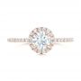 14k Rose Gold Custom Diamond Halo Engagement Ring - Top View -  102693 - Thumbnail