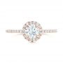 14k Rose Gold Custom Diamond Halo Engagement Ring - Top View -  102693 - Thumbnail