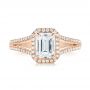 14k Rose Gold Custom Diamond Halo Engagement Ring - Top View -  102875 - Thumbnail