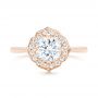 14k Rose Gold Custom Diamond Halo Engagement Ring - Top View -  102957 - Thumbnail