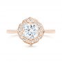 18k Rose Gold 18k Rose Gold Custom Diamond Halo Engagement Ring - Top View -  102957 - Thumbnail