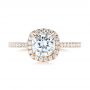 18k Rose Gold Custom Diamond Halo Engagement Ring - Top View -  103453 - Thumbnail