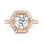14k Rose Gold Custom Diamond Halo Engagement Ring - Top View -  103489 - Thumbnail