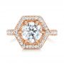 14k Rose Gold Custom Diamond Halo Engagement Ring - Top View -  103489 - Thumbnail