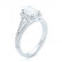 14k White Gold 14k White Gold Custom Diamond Halo Engagement Ring - Three-Quarter View -  102875 - Thumbnail