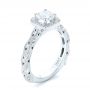 18k White Gold 18k White Gold Custom Diamond Halo Engagement Ring - Three-Quarter View -  103596 - Thumbnail