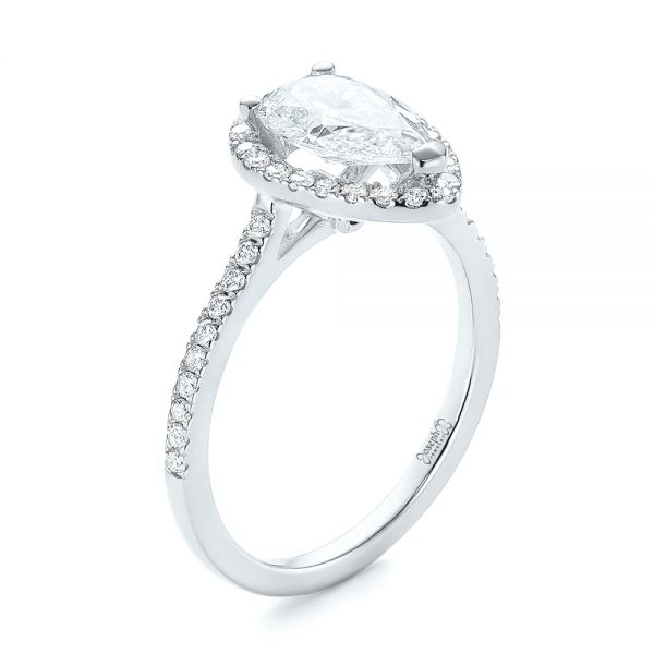14k White Gold 14k White Gold Custom Diamond Halo Engagement Ring - Three-Quarter View -  104264