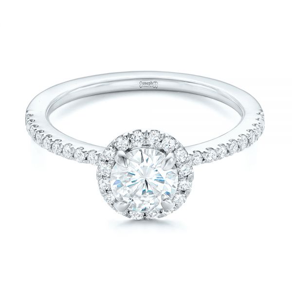 Platinum Platinum Custom Diamond Halo Engagement Ring - Flat View - 102693