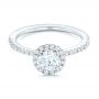 18k White Gold 18k White Gold Custom Diamond Halo Engagement Ring - Flat View -  102693 - Thumbnail