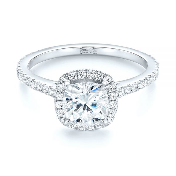 Platinum Platinum Custom Diamond Halo Engagement Ring - Flat View - 103453
