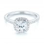 18k White Gold 18k White Gold Custom Diamond Halo Engagement Ring - Flat View -  103453 - Thumbnail