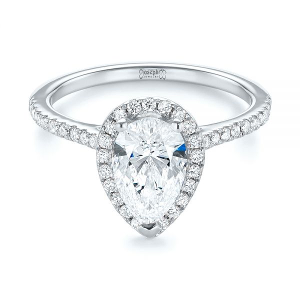 14k White Gold 14k White Gold Custom Diamond Halo Engagement Ring - Flat View -  104264