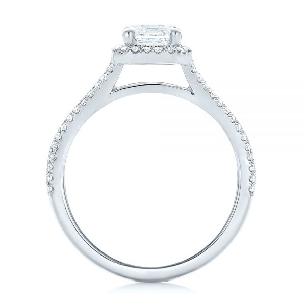 18k White Gold 18k White Gold Custom Diamond Halo Engagement Ring - Front View -  102875