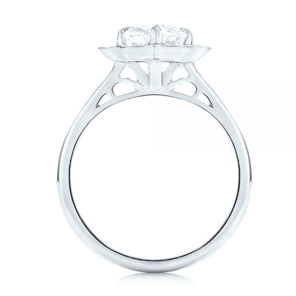 18k White Gold 18k White Gold Custom Diamond Halo Engagement Ring - Front View -  102957