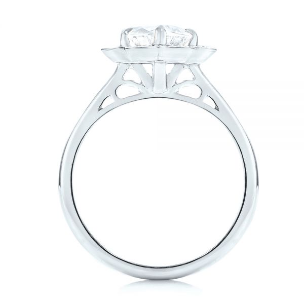 18k White Gold 18k White Gold Custom Diamond Halo Engagement Ring - Front View - 102957
