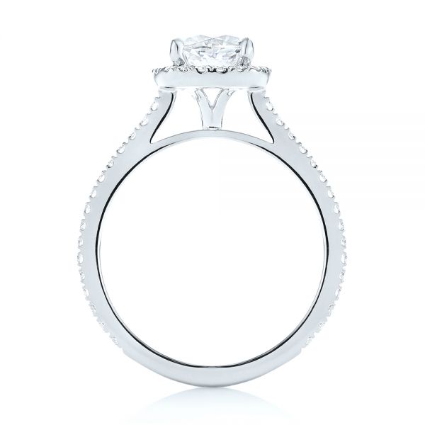 18k White Gold 18k White Gold Custom Diamond Halo Engagement Ring - Front View -  103453