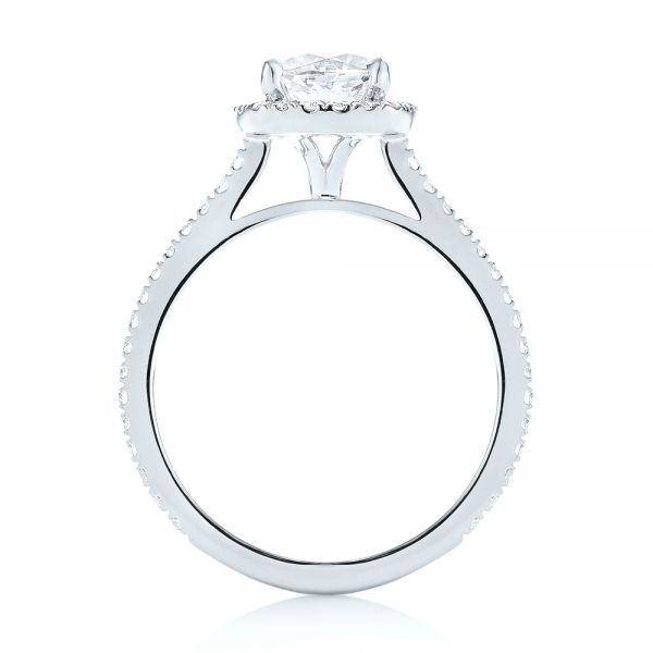 Platinum Platinum Custom Diamond Halo Engagement Ring - Front View - 103453