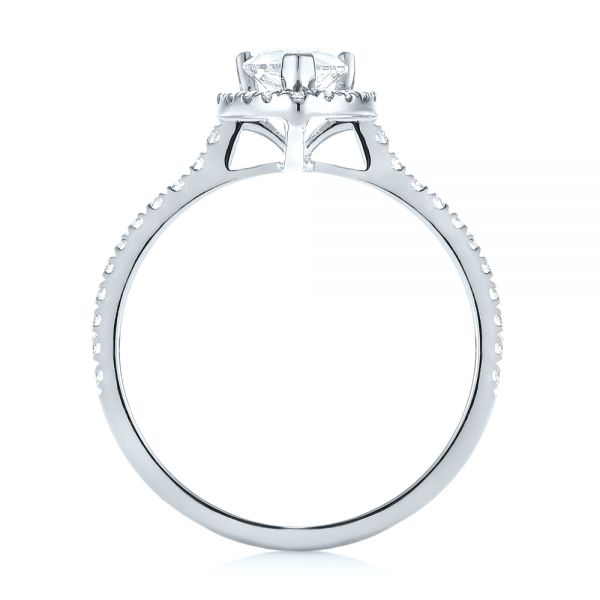 14k White Gold 14k White Gold Custom Diamond Halo Engagement Ring - Front View -  103549