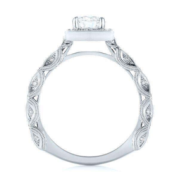 18k White Gold 18k White Gold Custom Diamond Halo Engagement Ring - Front View -  103596