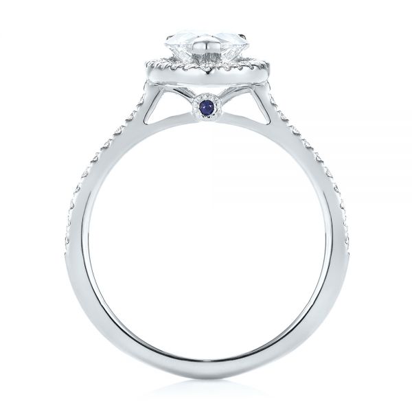 18k White Gold 18k White Gold Custom Diamond Halo Engagement Ring - Front View -  104264