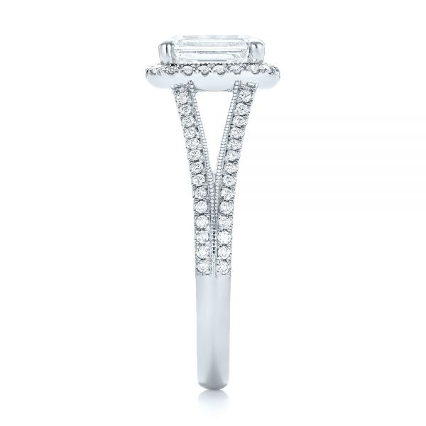 Platinum Platinum Custom Diamond Halo Engagement Ring - Side View - 102875