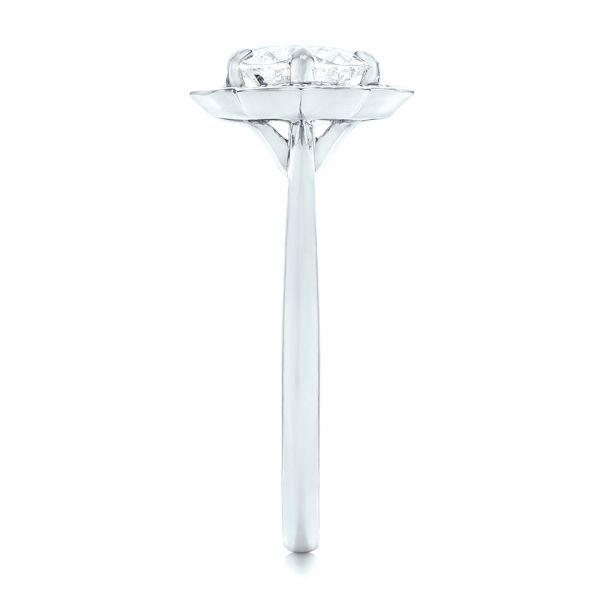 18k White Gold 18k White Gold Custom Diamond Halo Engagement Ring - Side View - 102957