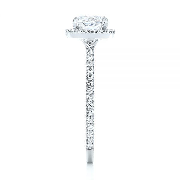 18k White Gold 18k White Gold Custom Diamond Halo Engagement Ring - Side View -  103453