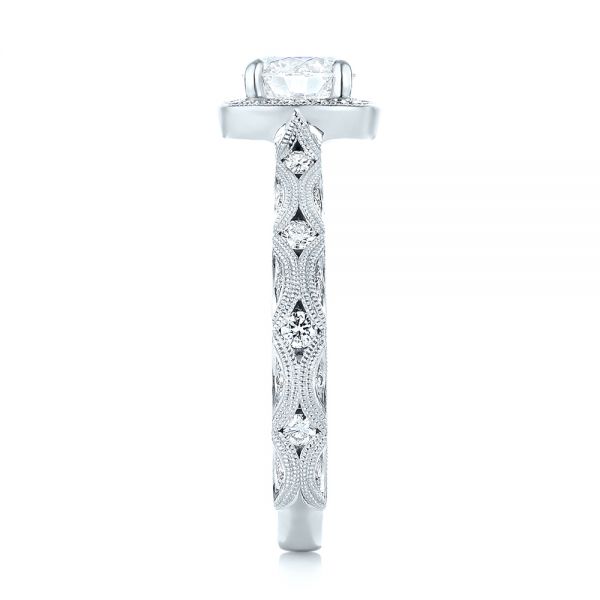 18k White Gold 18k White Gold Custom Diamond Halo Engagement Ring - Side View -  103596