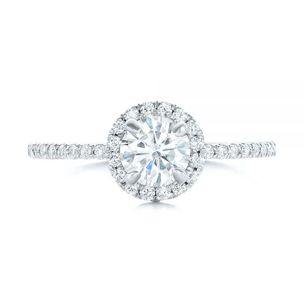 14k White Gold 14k White Gold Custom Diamond Halo Engagement Ring - Top View -  102693
