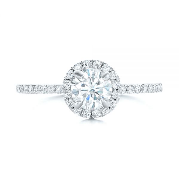 Platinum Platinum Custom Diamond Halo Engagement Ring - Top View - 102693