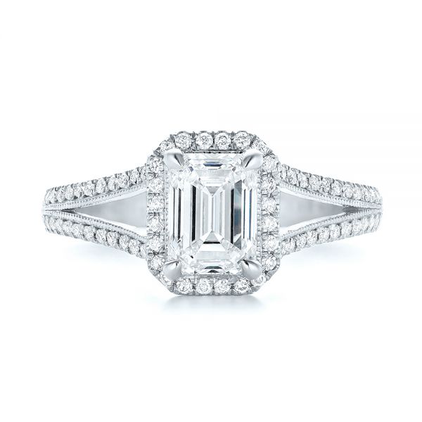 Platinum Platinum Custom Diamond Halo Engagement Ring - Top View - 102875