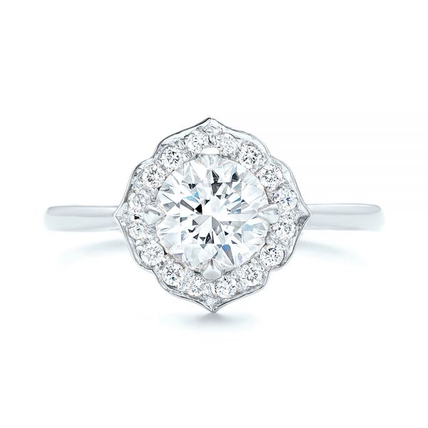 14k White Gold 14k White Gold Custom Diamond Halo Engagement Ring - Top View -  102957