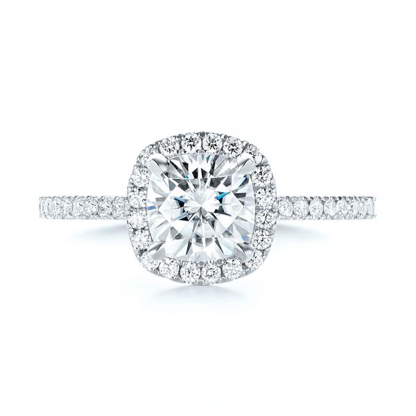 18k White Gold 18k White Gold Custom Diamond Halo Engagement Ring - Top View -  103453